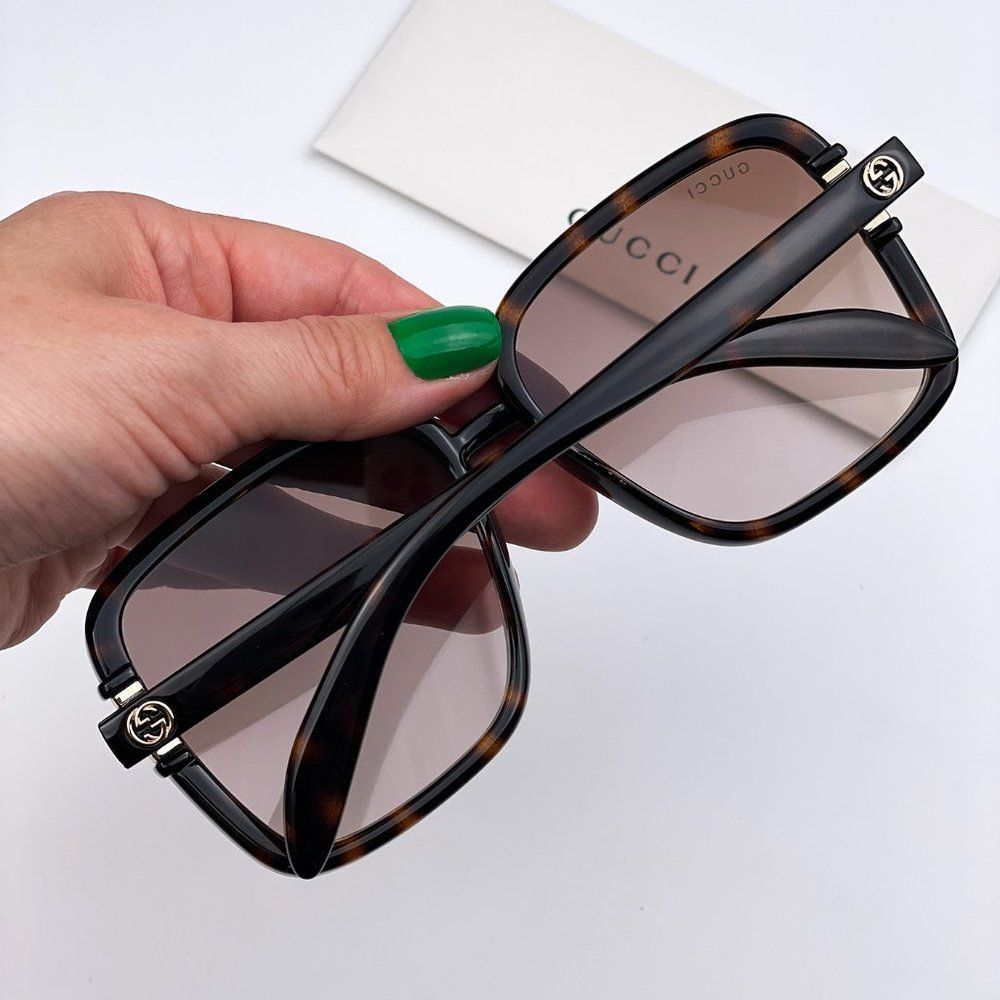 Gucci GG1066S 002 Sunglasses Havana Brown Gradient Butterfly Women - Picture 3 of 10